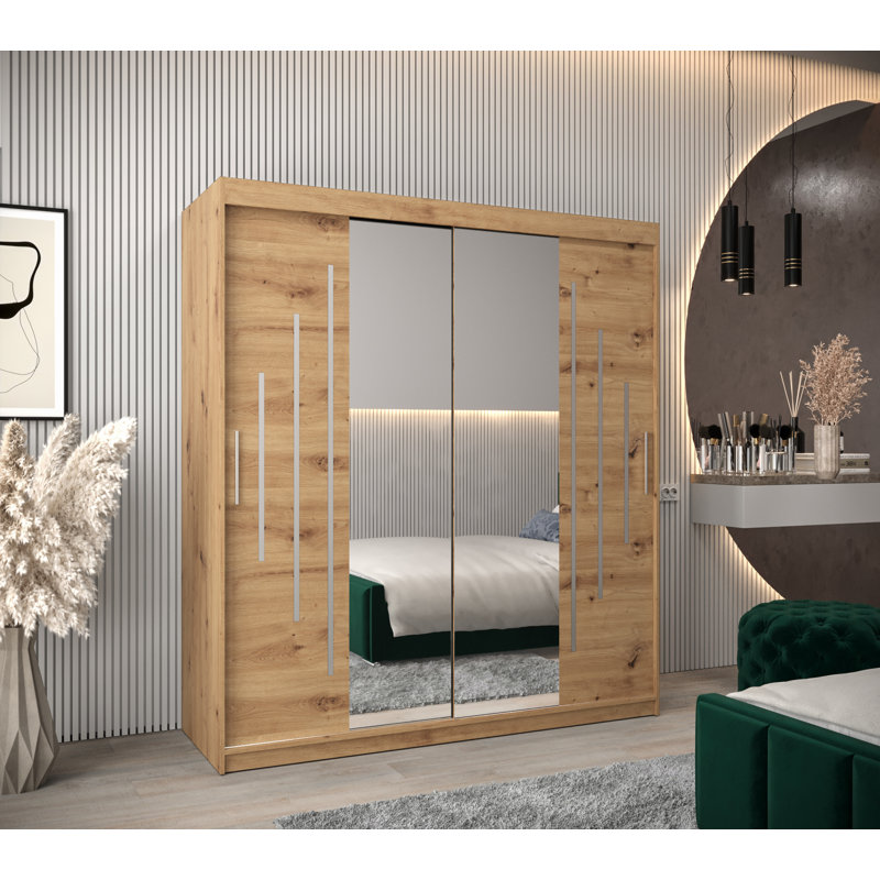 Pallesen 2 Door Manufactured Wood Wardrobe, Artisan Oak