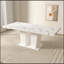 Table de salle à manger extensible pour 6-10, table de cuisine extensible en faux marbre blanc moderne avec base à double colonne, grand rectangle-96621340-96621336