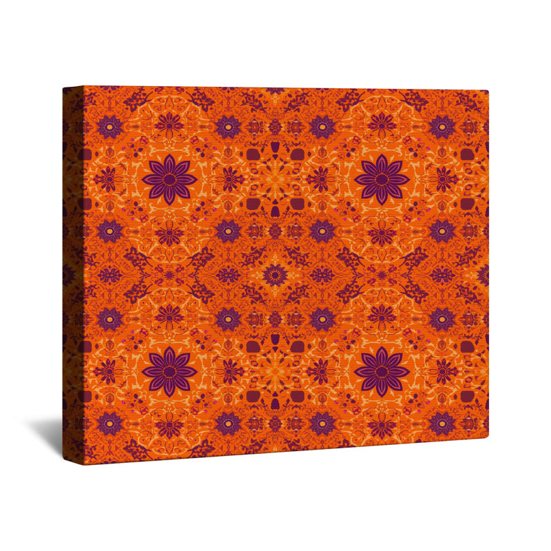 Orange Purple Mandala Pattern Canvas Gallery Wrap in Many Sizes, 16 x 20 inches