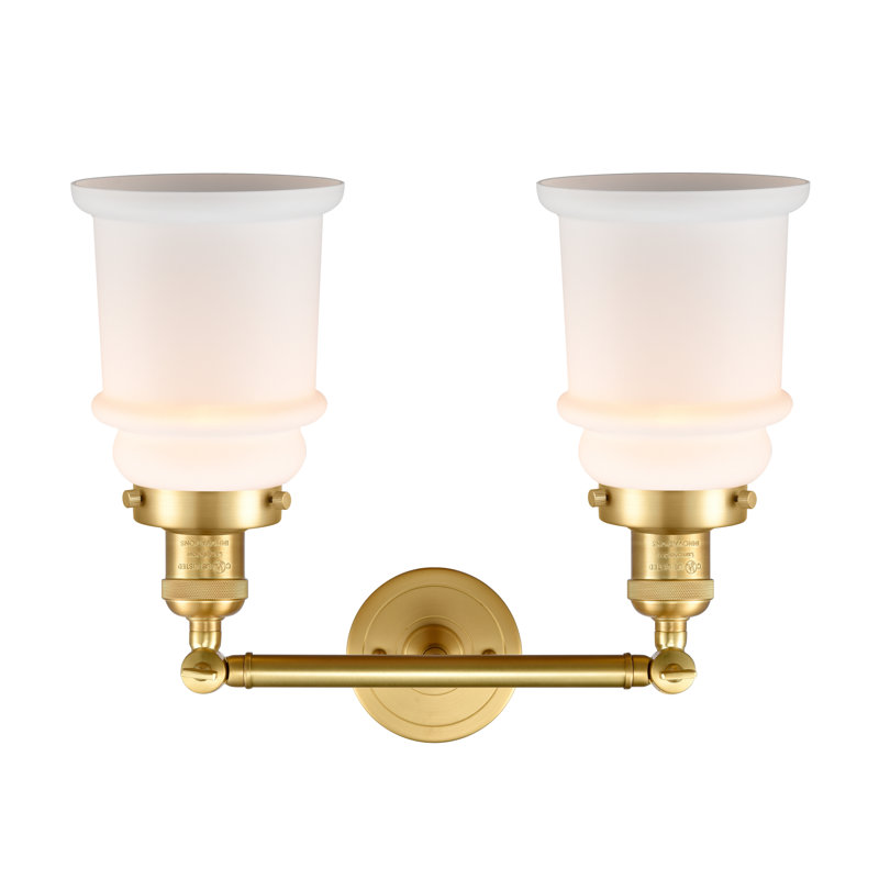 Éclairage de salle de bain à intensité variable 2 lumières Galaviz, Boîtier blanc mat, Ampoule non incluse, Or satiné