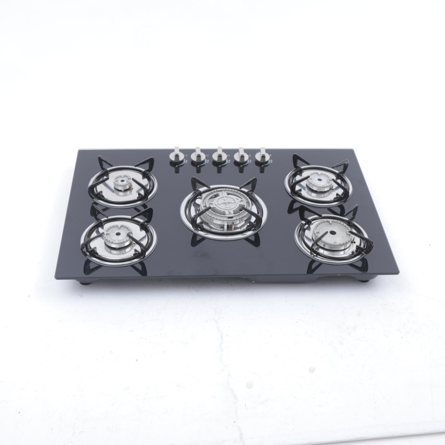 5 Burner Black Glass Top Built In Hobs Gas Burner Ranges Enamel