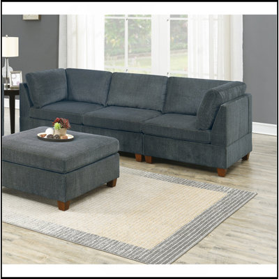 Ensemble de canapé modulaire en chenille gris 6 pièces