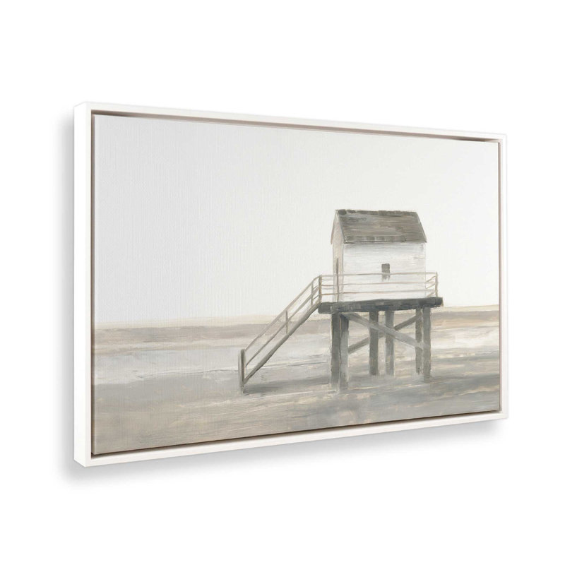 Impression sur toile Weathered Beach Outpost II par Ethan Harper, 24" H x 32" W, Cadre flottant sans passe-partout, Blanc