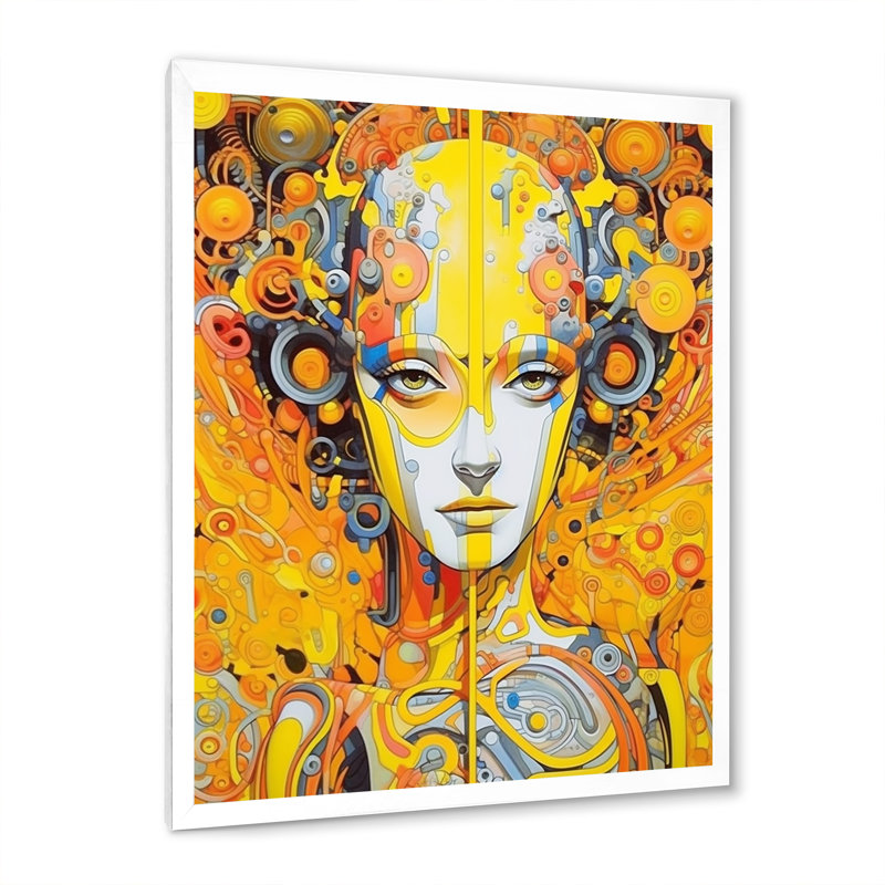Illustration charmante de Robots charmants - Impression, Cadre simple blanc, H 44 po x l 34 po x P 1,5 po