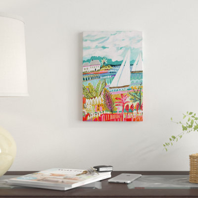«Two Sail Sailers and Cottage II», impression sur toile