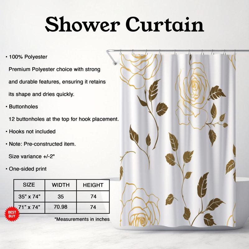 Rideau de douche Gold Outline - Premium, H 74 po x l 71 po