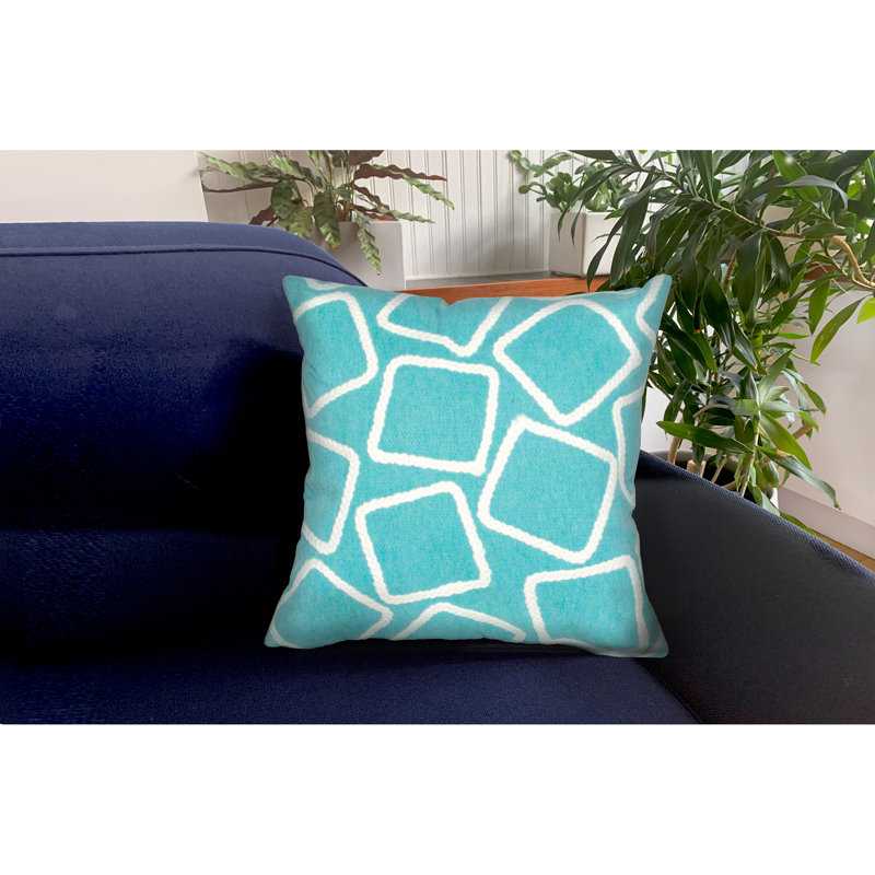 Vision I Outdoor Square Pillow Cover & Insert, Aqua