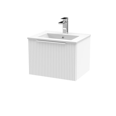 Fluted 505mm Single Bathroom Vanity with Drop In Vitreous China Basin