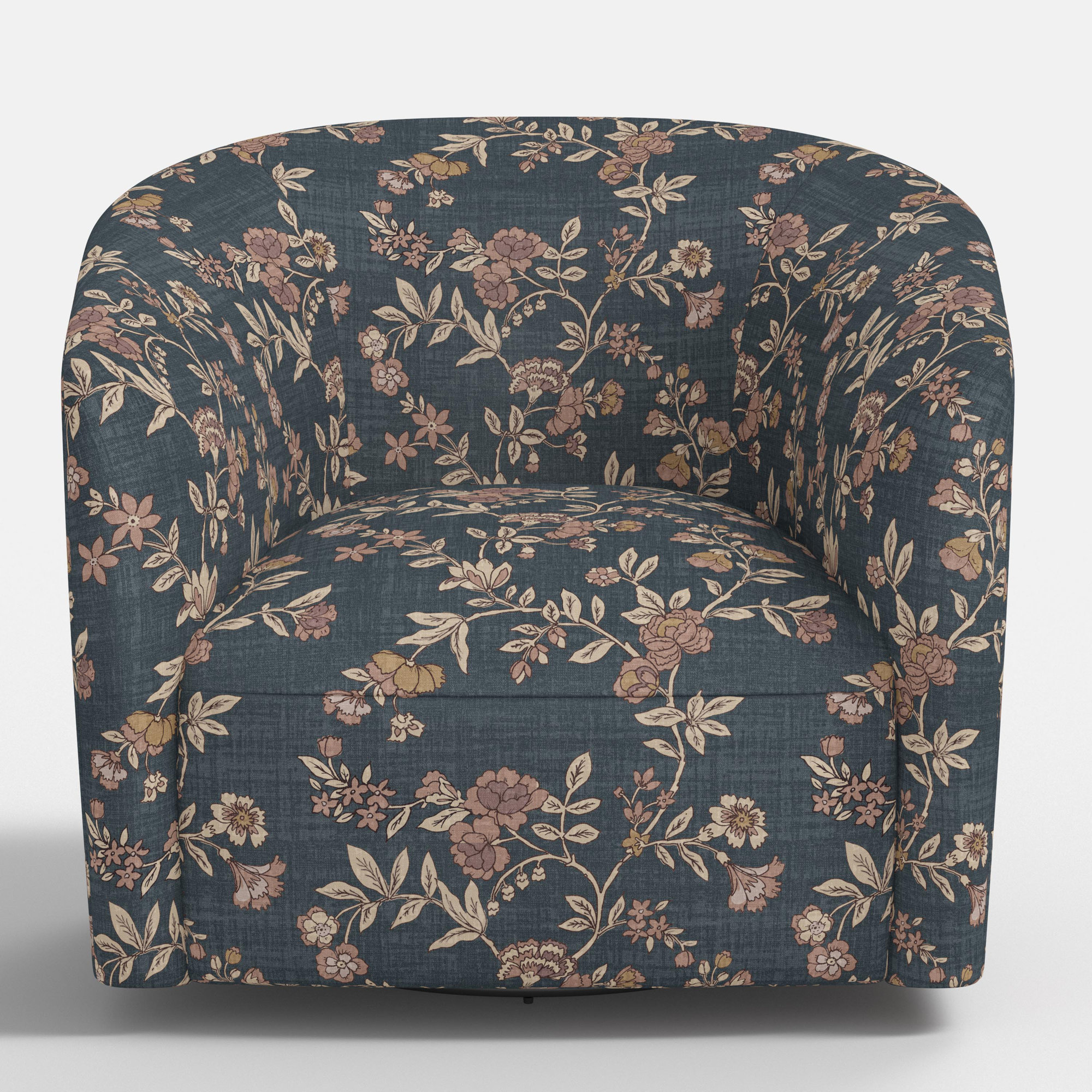 Marita 32" Barrel Chair,  Floral Slate Swivel 