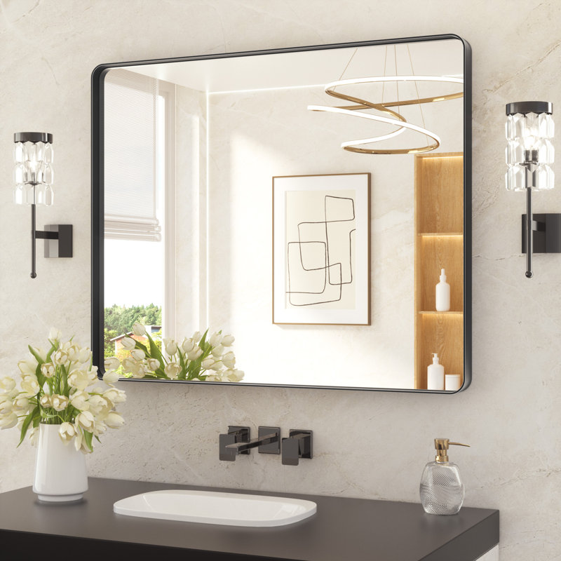 Aluminium Mirror, 76.2cm x 121.9cm, Matte Black, Rectangle