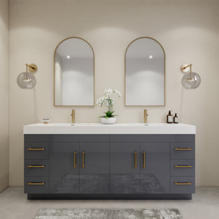 84" Double Bathroom Vanity Set with Drawers and Doors