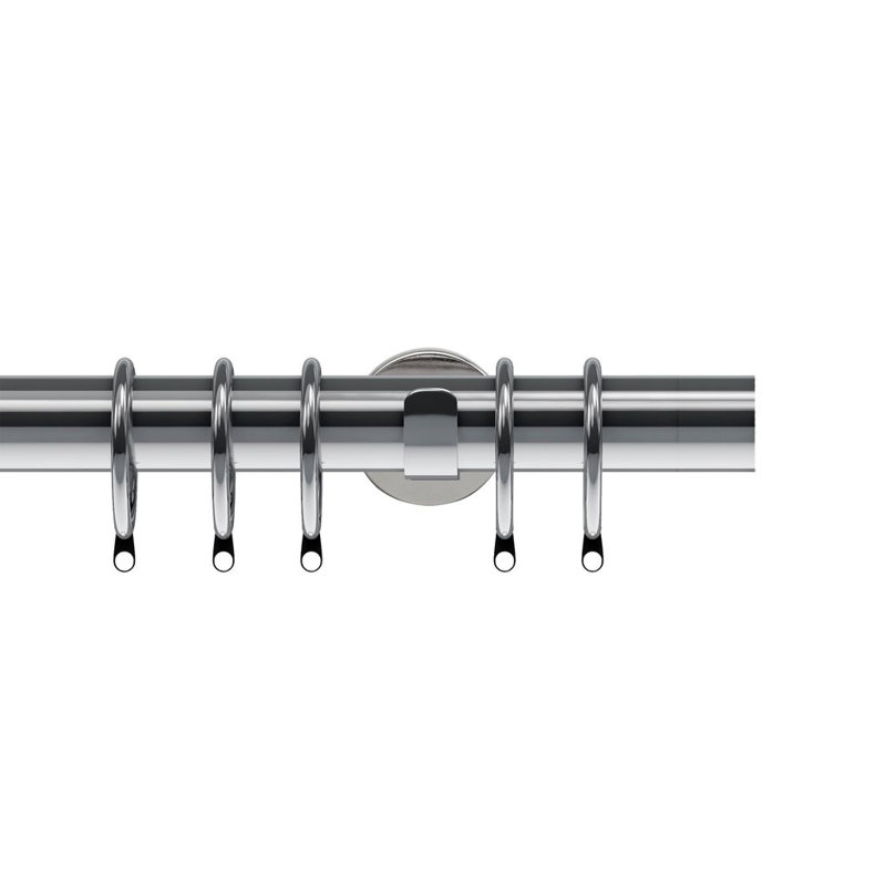 Raigyn 35mm Semi Complete Curtain Pole, Chrome, 6.5cm H x 150cm W x 12cm D
