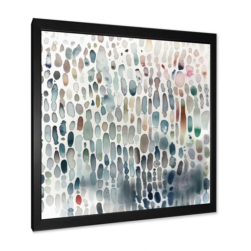 «Nayeli Blue and White Exploration Abstracted Patterns II», reproduction sur toile, Cadre photo noir