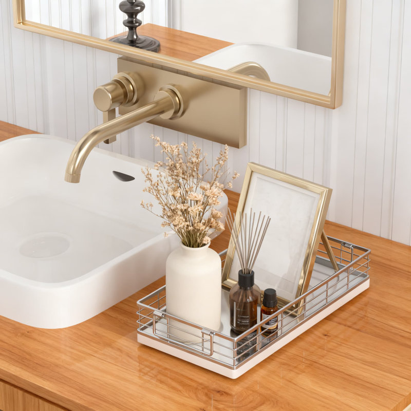 Toilet Tank Organizer Basket Set Of 2, 13 Inch Bathroom Storage Tray For Toilet Paper And Essentials, Multi-Purpose Toiletries Organizer For Bathroom, Kitchen And Living Room