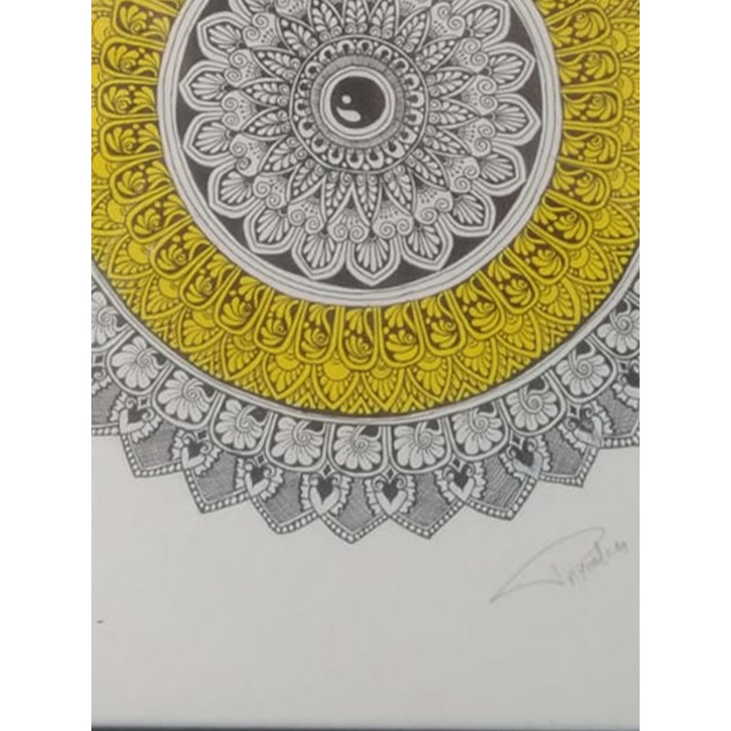 Chakra mandala avec cadre | Stylo sur toile | Par Priyank Gupta