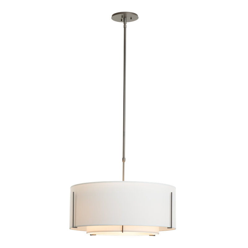 Exos 3 - Light Unique/Statement Drum Chandelier, Natural Anna, 12" H x 28" W x 28" D, Dark Smoke