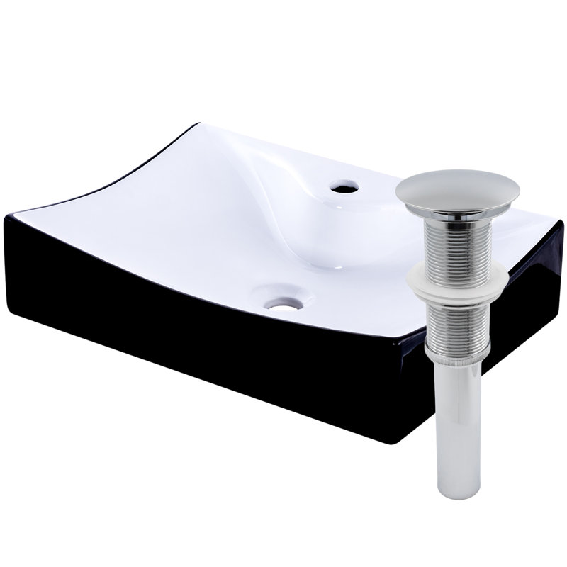 Novatto 16'' Porcelain Rectangular Bathroom Sink, Chrome