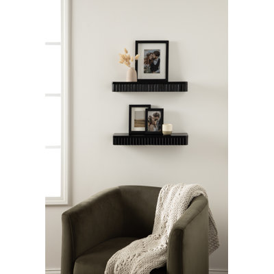 Wooden Ribbed Two-Piece Shelf Set