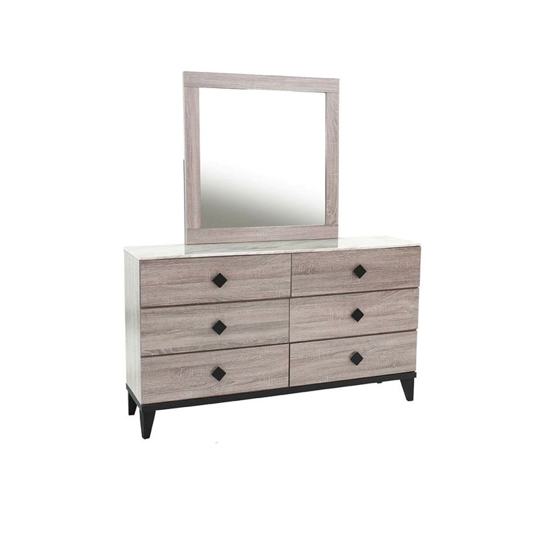 Meuble de chambre à coucher de style moderne avec commode 1 pièce et tiroirs 6X tiroirs, Crème
