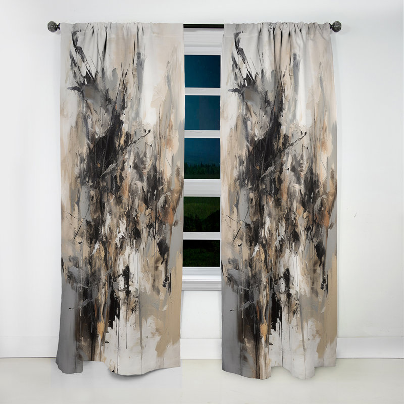 Rideau occultant géométrique gris et noir Inner Worlds of Marble III - 1 panneaux, L 52 po x L 84 po