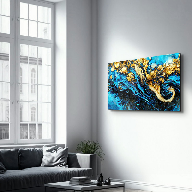 Élégante peinture murale en verre trempé de 13,8 po x 21,7 po | 100% verre trempé, épaisseur: 0,16 pouce | Imprimé UV pour des couleurs éclatantes | Parfait pour la décoration intérieure, le salon et les espaces de bureau