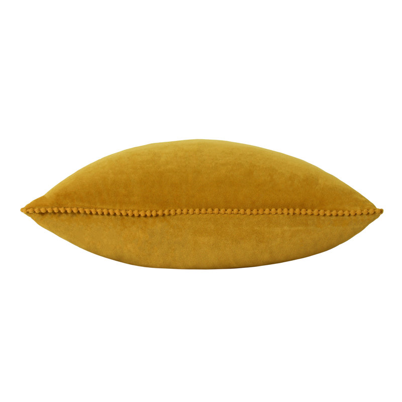 Cosmo Velvet Pom Pom Cushion Cover, Ochre