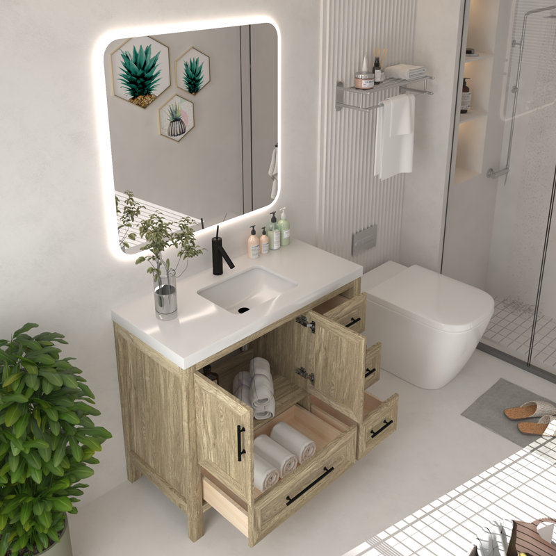 Ensemble de meuble-lavabo sur pied 42 po Vivian, Chêne gris clair
