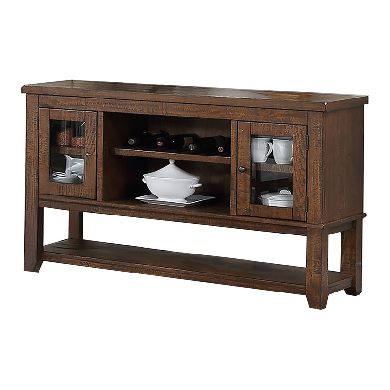 59.6'' W Server with 2 Cabinets and Shelves, Brown