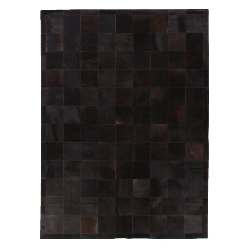 Natural Hide hand-tufted Leather Hide Black Area Rug, 8'x10'