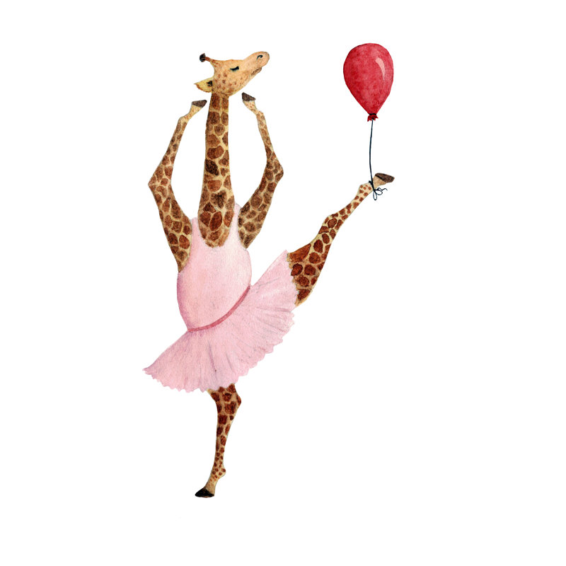 Ballerina Giraffe - Single Picture Frame Painting on Canvas, 90 cm H x 60 cm W