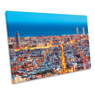 Barcelona Spain Skyline - Wrapped Canvas Print