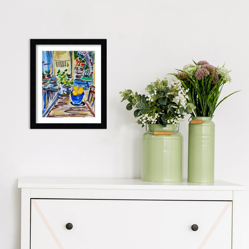 « Citrons bleus » de Charline, sur papier encadré, par Charline Print, Noir, H 13 po x l 11 po x P 1 po