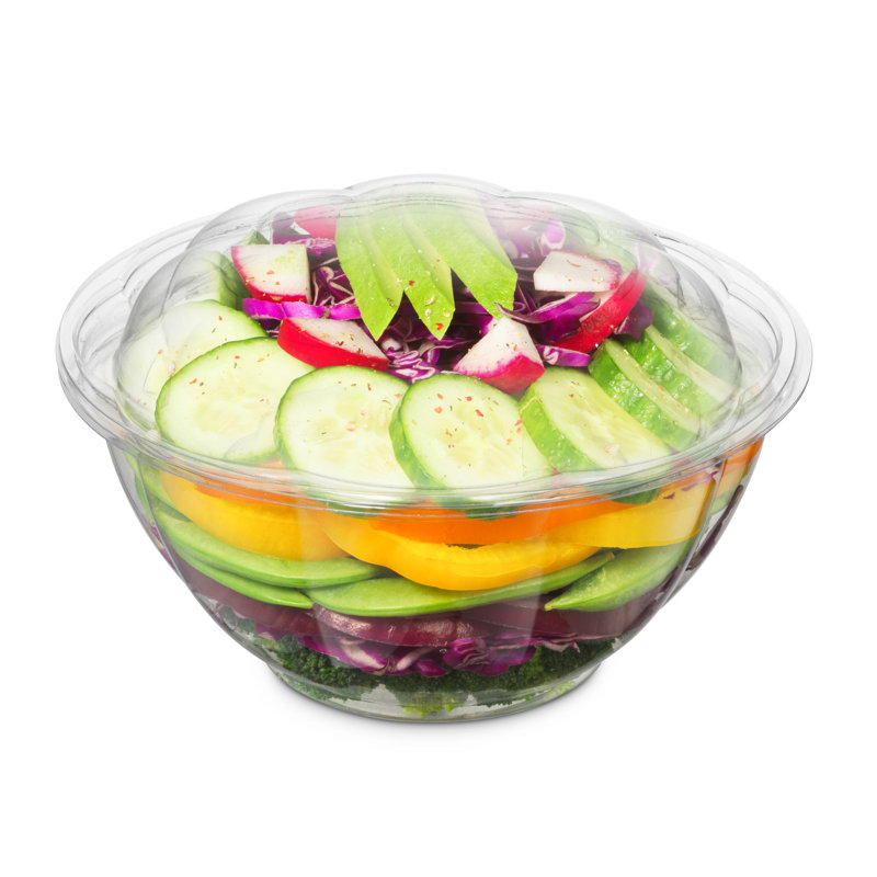 50 Pack 32Oz Clear Plastic Salad Bowls With Lids Disposable Medium Takeout Container With Snap On Lid 