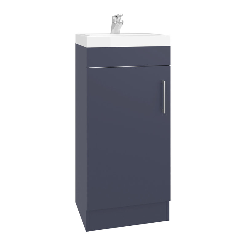 Meuble-lavabo sur pied avec lavabo intégré, look moderne pour la décoration, articles de rangement, blanc bleu, compact et fonctionnel, panneau de particules, solution de style résine de 33 lb, finition bleue, spacieux