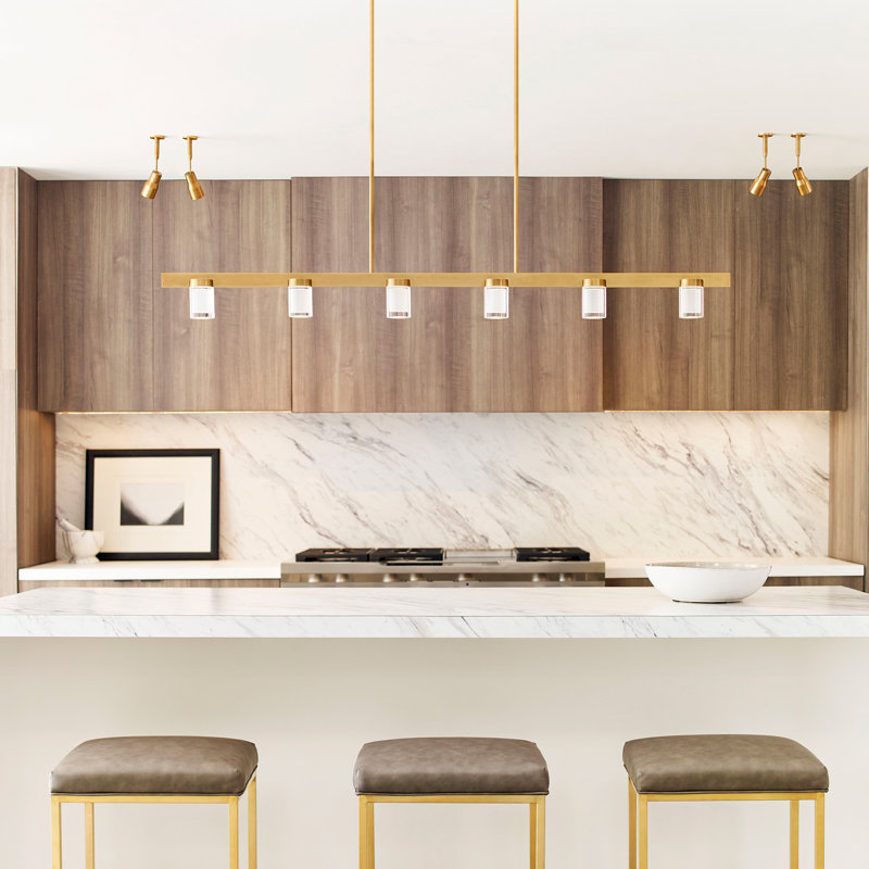 Esfera 6 - Light LED Pendant, Natural Brass