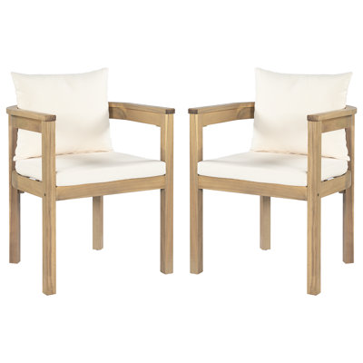 Vivaan Patio Acacia Wood Dining Chairs With Cushions