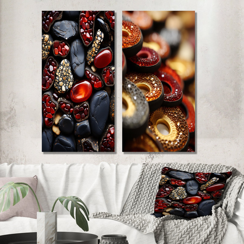 Pierre Ruby Radiance II - ensemble d'art mural en métal Geode, H 32 po x l 32 po