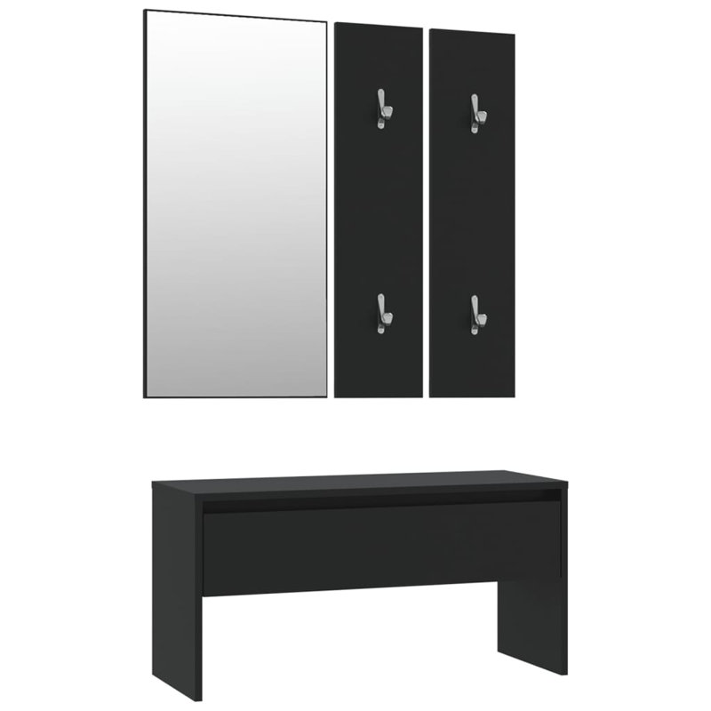 Ivens vidaXL Hallway Furniture Set Engineered Wood, Black