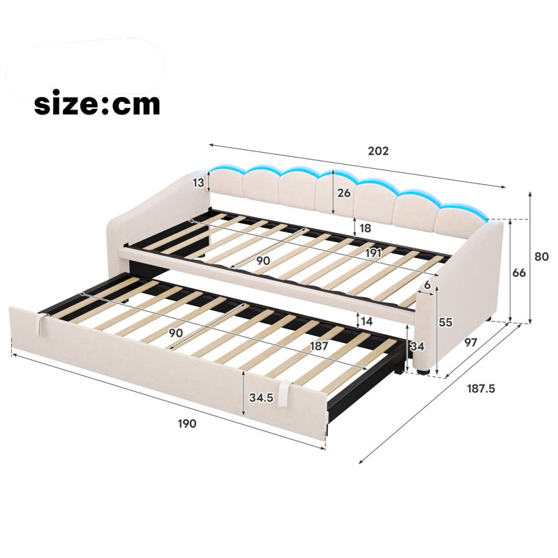 Upholstered Daybed, Beige