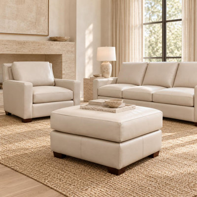Repose-pieds 26 po 100% cuir Haven avec fabrication artisanale et confort moelleux
