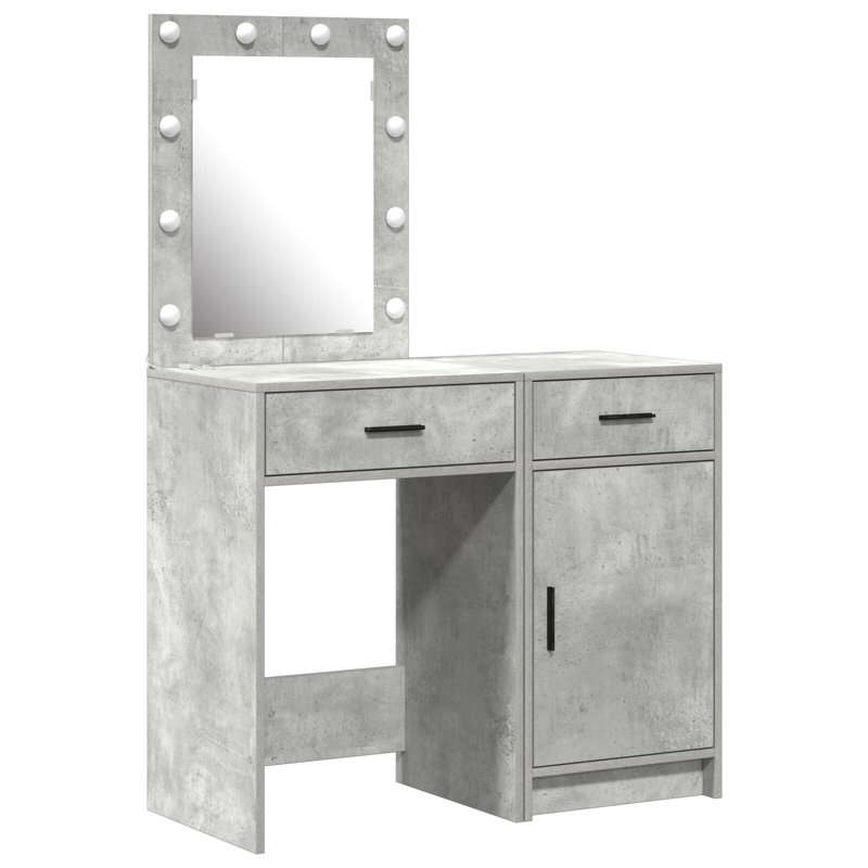 Dressing Table with Mirror, Concrete Grey