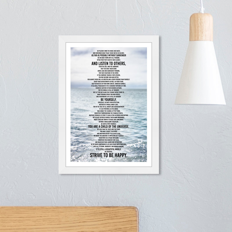 Desiderata Inspiration - Cadre photo, impression d'art textuel sur papier