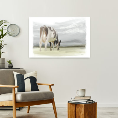 «Green Pastures», art contemporain abstrait, paysage de cheval de vache