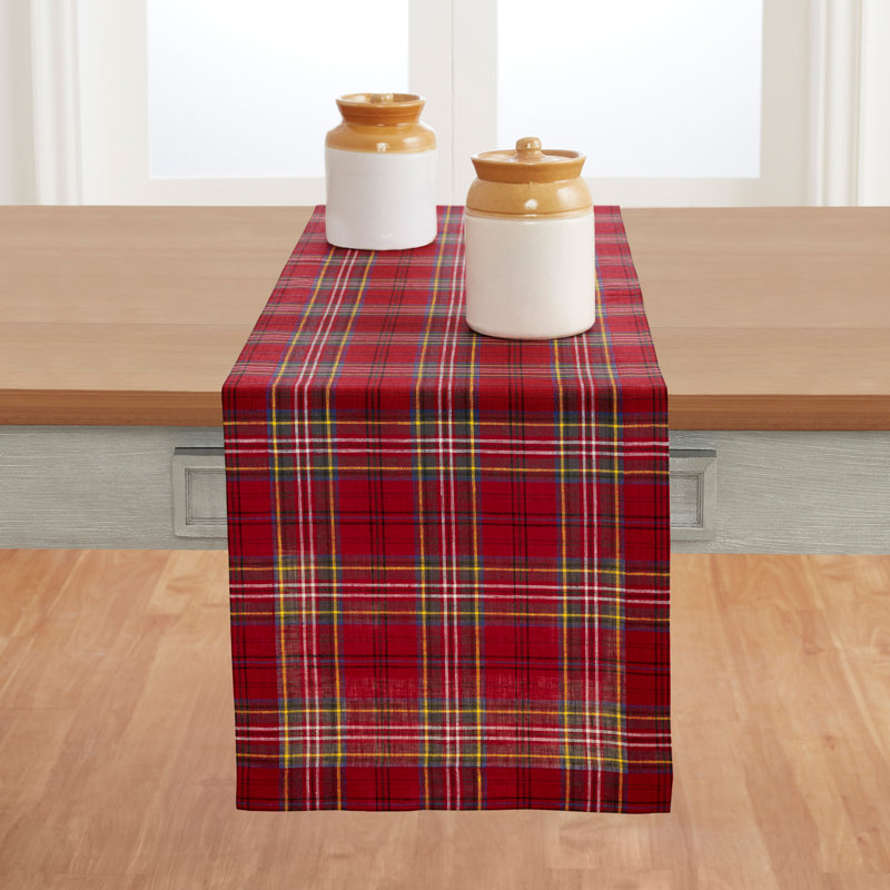 Classic Tartan Plaid - 100% Pure Linen Table Runner, 36" x 14"