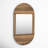 Mirror Mango Wood and Glass Arched Boho Design 34"x18"x1" Brown with Carved Woodgrain Texture for Home Office Bedroom Living Room Wall Decor Vertical Hanging Oval Frame Rustic Finish.