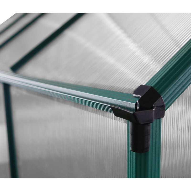 8' x 6' Green Polycarbonate Walk-In Greenhouse with Planter Beds