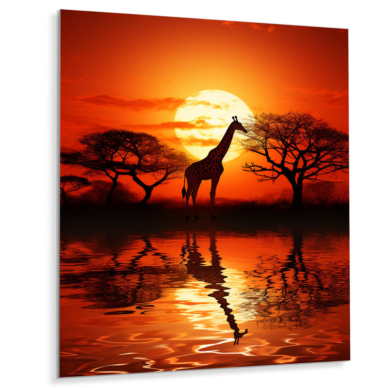 Savane, safari, aventure, girafe - girafe, art mural en métal, H 32 po x l 24 po x P 1 po