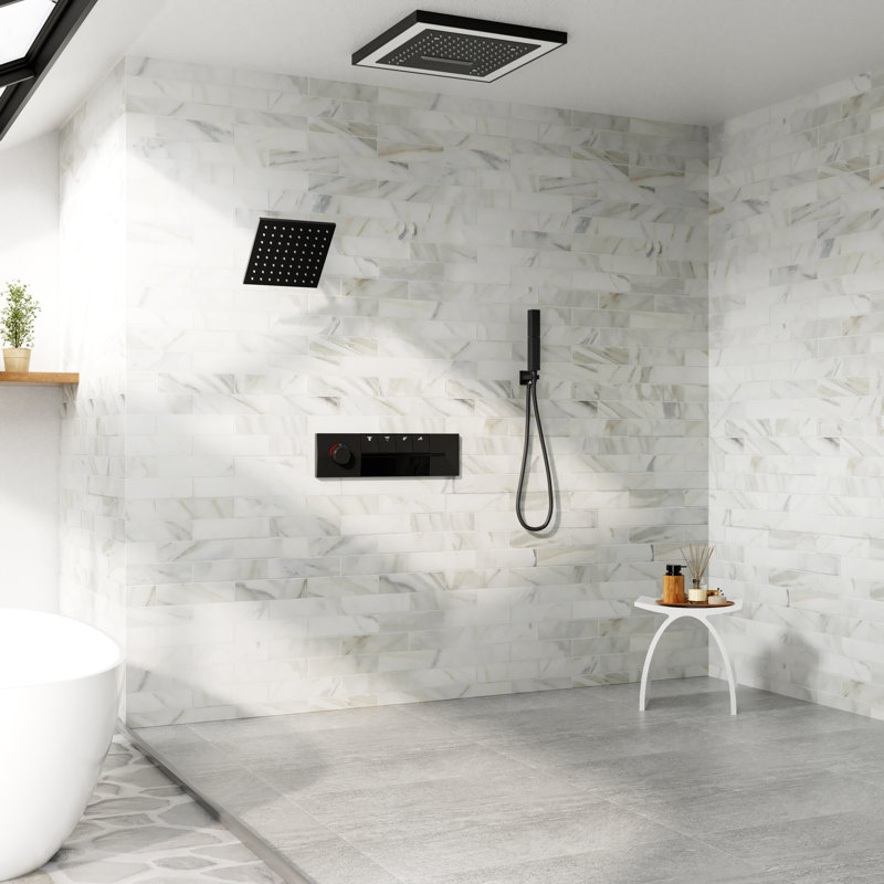 Thermostatic LED Music 16" Shower System with App & Remote Control, Music and Handheld Shower
