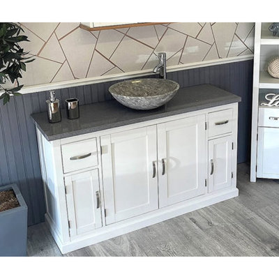Applewhite 1230mm Single Bathroom Vanity with Vessel Stone Basin