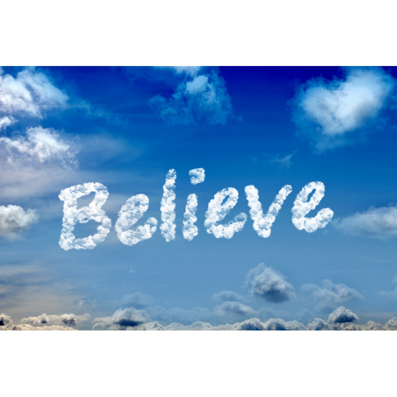 Believe Word On Cloud by Banartabs - Wrapped Canvas Print, 30cm H x 46cm W x 3.8cm D